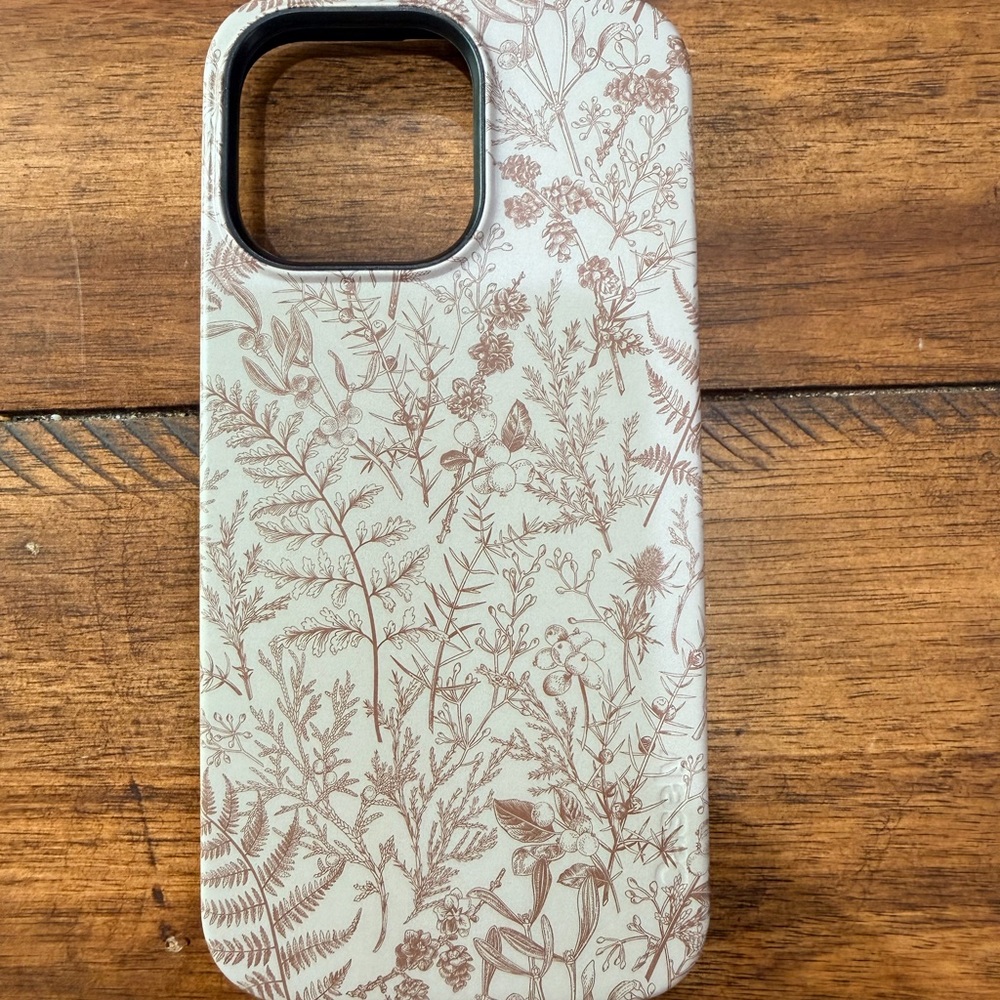 Floral Pattern Phone Case - White and Brown